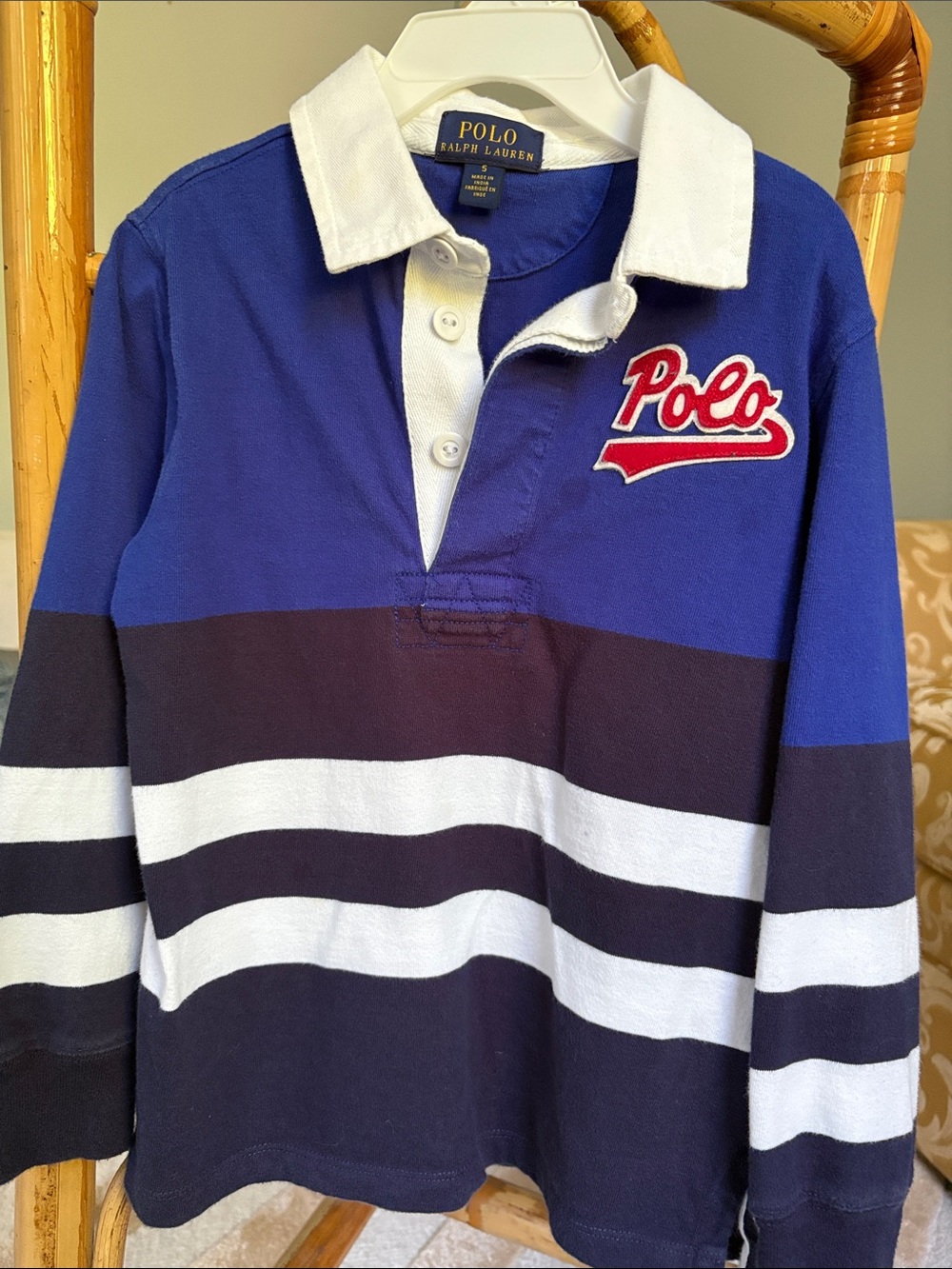 Polo by Ralph Lauren Blue, White & navy Striped Rugby Shirt